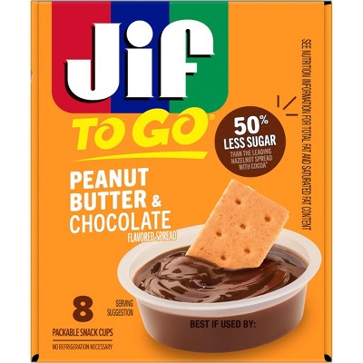 Jif To Go Peanut Butter & Chocolate Flavored Spread - 8.8oz/8ct: Creamy Texture