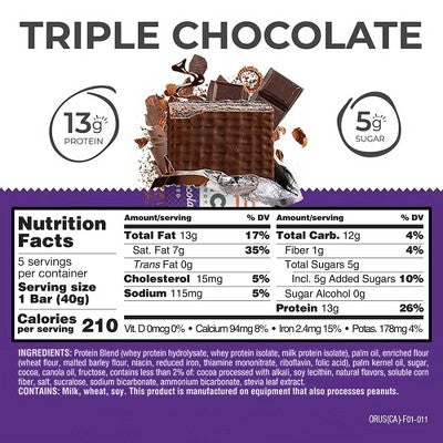 Power Crunch Wafer Triple Chocolate Whey Protein Energy Bars - 13g Protein - 5ct
