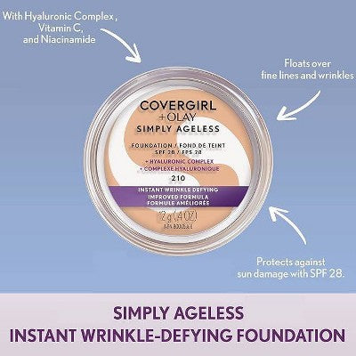 COVERGIRL + Olay Simply Ageless Wrinkle Defying Foundation Compact - 0.4oz
