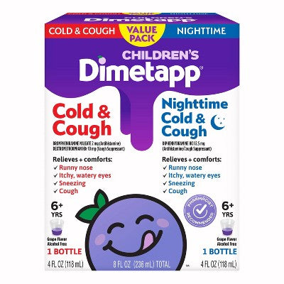 Children's Dimetapp Day/Night Cold, Cough & Congestion Relief Liquid - Dextromethorphan - Grape Flavor - 4 fl oz/2pk