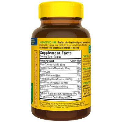 Nature Made Super Vitamin B Complex with Folic Acid + Vitamin C for Immune Support, Tablets, USP Verified - 140ct