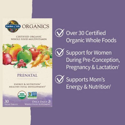 Garden of Life Organic Vegan Prenatal Daily Multivitamin Tablets - 30ct