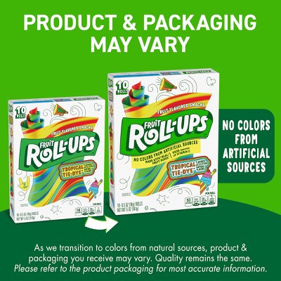 Betty Crocker Fruit Roll-Ups Tropical Tie-Dye Snacks - 10ct/5oz: Gluten-Free, Plant-Based