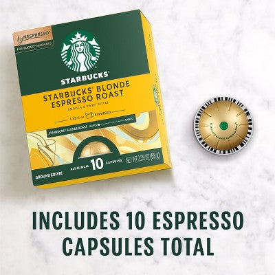 Starbucks by Nespresso Vertuo Capsules Blonde Espresso Light Roast Coffee Pods - 10ct