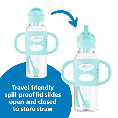 Dr. Brown's 8oz Milestones Narrow Sippy Straw Bottle with Silicone Handles - 6m+ - Green