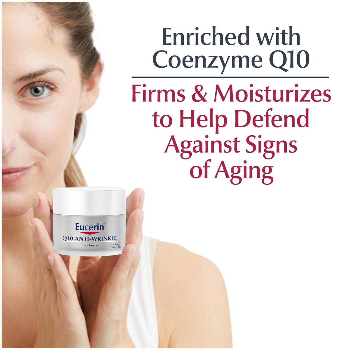 Eucerin Q10 Anti-Wrinkle Sensitive Skin Unscented Face Cream - 1.7oz