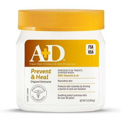 A+D Baby Diaper Rash Ointment, Baby Protectant with Vitamins A and D