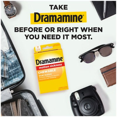 Dramamine Motion Sickness Relief Tablets for Nausea, Dizziness & Vomiting - Orange - 4ct