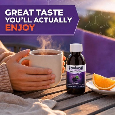 Sambucol Black Elderberry Vegan Immune Support Syrup - 4 fl oz
