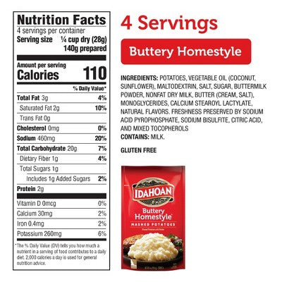 Idahoan Gluten Free Buttery Homestyle Mashed Potatoes - 4oz