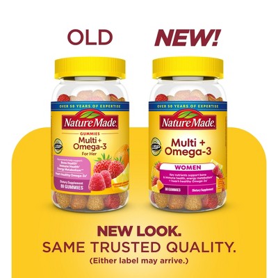 Nature Made Women Multivitamin Gummies Plus Omega 3, USP Verified - Strawberry, Lemon, & Orange - 80ct