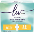 Liv by Kotex Period & Pee Regular Absorbency Ultra Thin Pads - 28ct