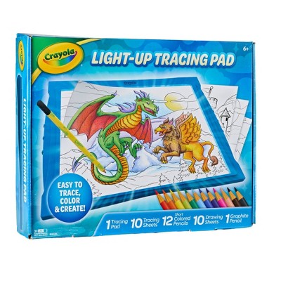 Crayola Light Up Tracing Pad Blue: Kids Drawing & Coloring Kit, Creative Activity, Includes 34 Pieces, Requires 3 AA Batteries