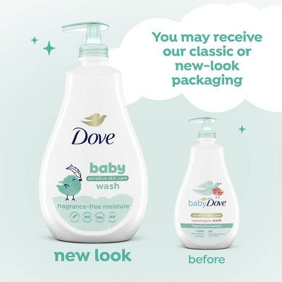Baby Dove Fragrance Free Moisture Baby Body Wash & Shampoo Hypoallergenic for Eczema-Prone Skin