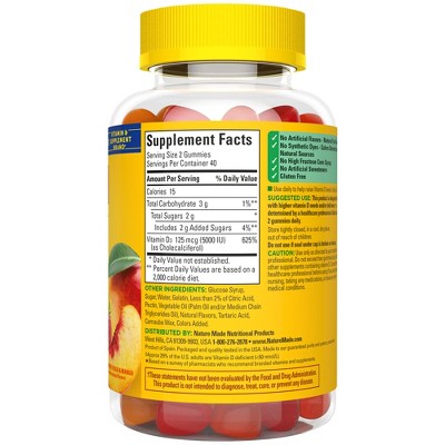Nature Made Extra Strength Vitamin D3 5000 IU (125 mcg) Bone Health & Immune Support Vitamin Gummies