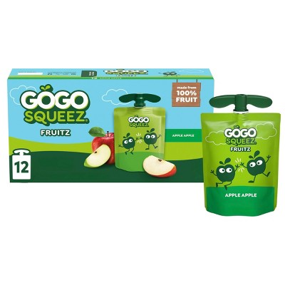 GoGo SqueeZ No Sugar Added Applesauce and Fruit Puree Apple Apple - 3.2oz/12ct