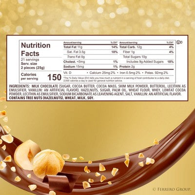 Ferrero Rocher Fine Hazelnut Chocolate Candy - 5.3oz/12ct
