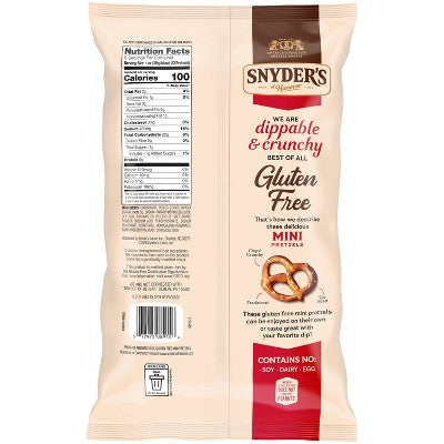 Snyder's of Hanover Gluten Free Mini Pretzels - 8oz: No Artificial Colors, No High Fructose Corn Syrup, Vegan