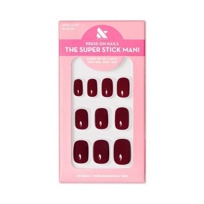 Olive & June Press On Nail Tabs - XS Squoval - Mulberry - 32ct