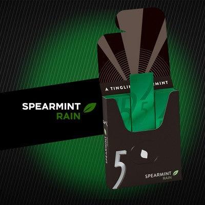5 Gum Sugar-Free Spearmint Rain Chewing Gum - 15ct/6pk