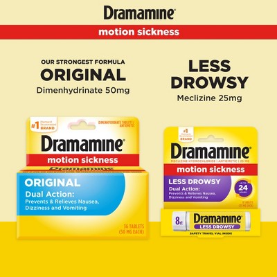 Dramamine All Day Less Drowsy Motion Sickness Relief Tablets for Nausea, Dizziness & Vomiting - 8ct