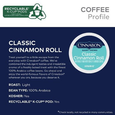 Cinnabon Classic Cinnamon Roll Flavored Keurig K-Cup Coffee Pods