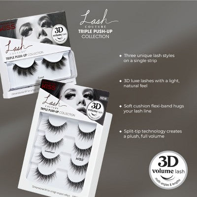 Kiss Lash Couture Triple Push-Up False Eyelashes - Robe Lashes - 4ct