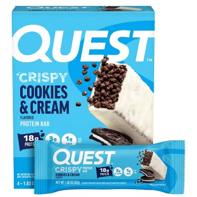 Quest Nutrition Crispy Hero Cookies & Cream Whey Protein Bars - 18g Protein - 4ct