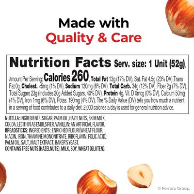 Nutella & Go! Hazelnut Spread & Breadsticks - 1.8oz: Creamy