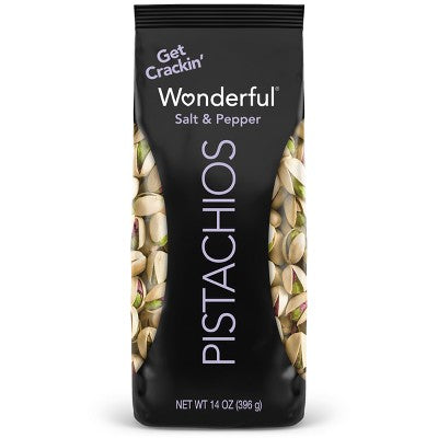Wonderful Flavored Pistachios Salt & Pepper - 14oz: Certified Gluten-Free, Halal