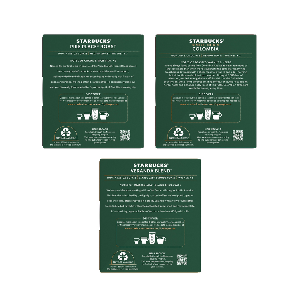 Starbucks Vertuo Variety Pack, Nespresso Light Medium Roast Coffee Pods, 24ct