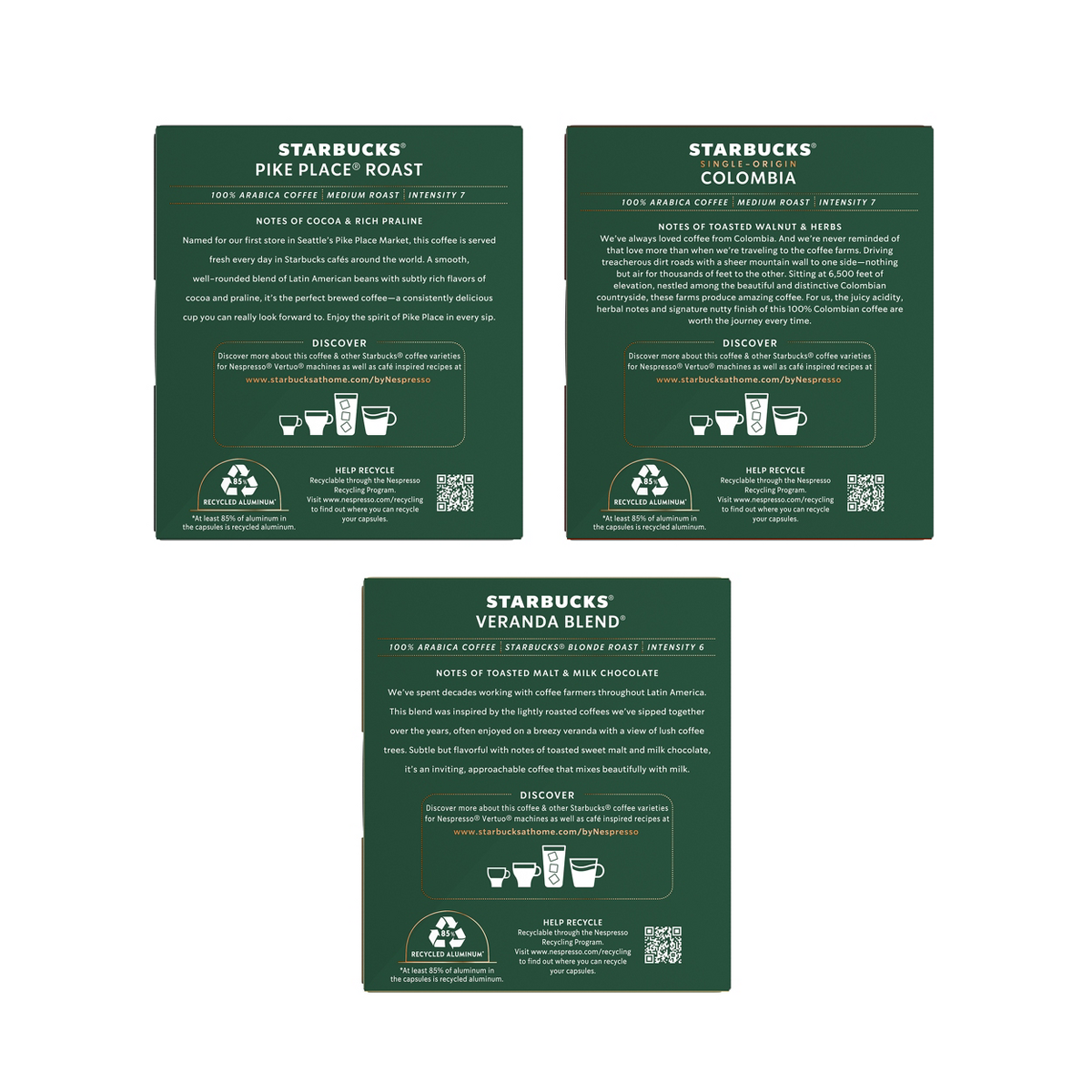 Starbucks Vertuo Variety Pack, Nespresso Light Medium Roast Coffee Pods, 24ct