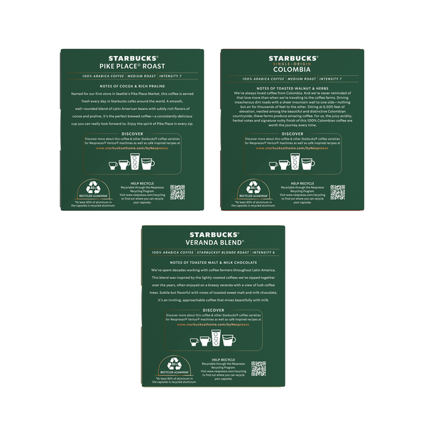 Starbucks Vertuo Variety Pack, Nespresso Light Medium Roast Coffee Pods, 24ct