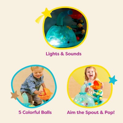 B. toys - Musical Ball Popper - Poppity Whale Pop: Fine Motor Skills Toy with Music & Lights