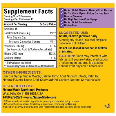 Nature Made Hair, Skin & Nails 2500 mcg Gummies - Mixed Berry - 90ct