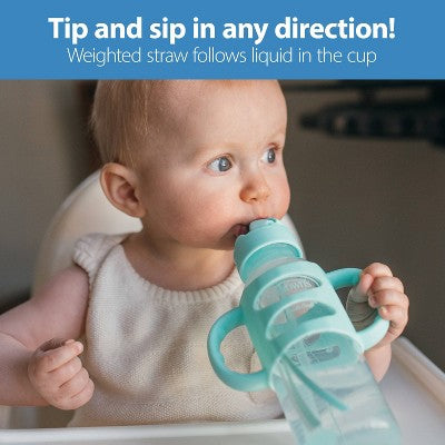 Dr. Brown's 8oz Milestones Narrow Sippy Straw Bottle with Silicone Handles - 6m+ - Green