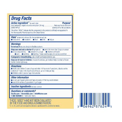 Boiron Oscillococcinum Flu-Like Symptoms, Body Aches, Headache, Fever, Chills and Fatigue 30 Doses Treatment - 30ct