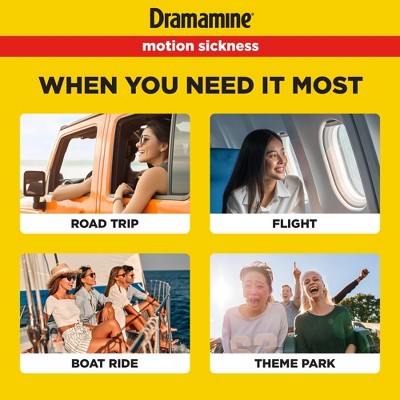 Dramamine All Day Less Drowsy Motion Sickness Relief Tablets for Nausea, Dizziness & Vomiting - 8ct
