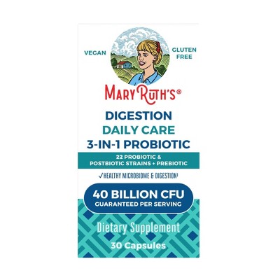 MaryRuth's Daily Digestion Care 3-in-1 Probiotic Capsules - 30ct