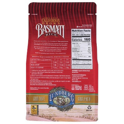 Lundberg Organic Long Grain California Brown Basmati Rice - 2lbs