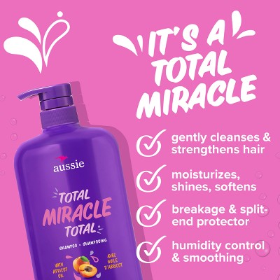 Aussie Paraben-Free Total Miracle Shampoo with Apricot & Macadamia For Damage Hair - 30.4 fl oz