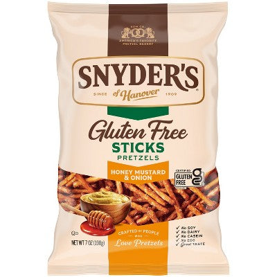 Snyder's of Hanover Gluten Free Pretzel Sticks Honey Mustard and Onion - 7oz: Mild Spice, No High Fructose Corn Syrup