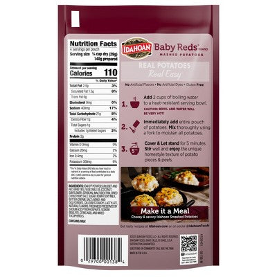 Idahoan Gluten Free Baby Reds Mashed Potatoes - 4.1oz: Wheat Free, Plant-Based