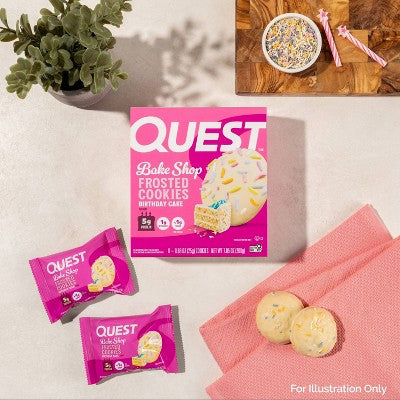 Quest Nutrition Bake Shop Birthday Cake Flavor Frosted Cookies - 5g Protein - 7.04oz/8ct