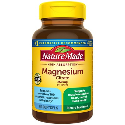 Nature Made Magnesium Citrate 250mg Muscle, Nerve, Bone & Heart Support Supplement