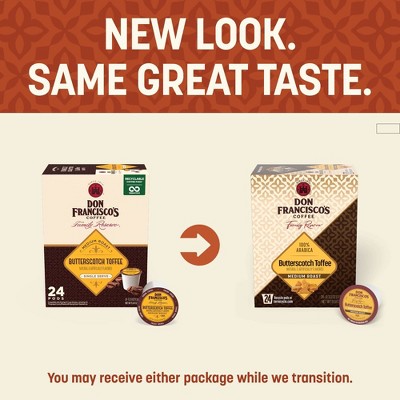 Don Francisco's Butterscotch Toffee Medium Roast Coffee- Single Serve Pod - 24ct: Compatible With Keurig