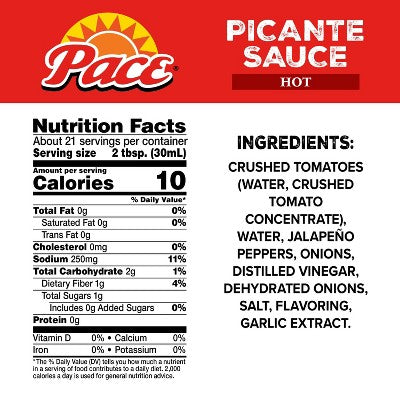Pace Hot Picante Sauce 24oz: Gluten-Free, No Artificial Preservatives, Vegan