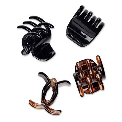 scünci No-Slip Grip Claw Clips - Tortoise/Black - All Hair - 4pcs