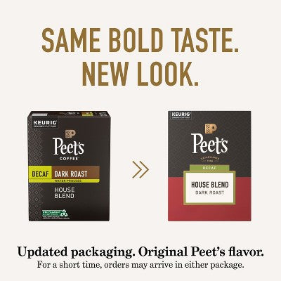 Peet's Coffee House Dark Roast Single Serve Coffee Pods - Decaf - 22ct: Compatible With Keurig, Arabica Beans