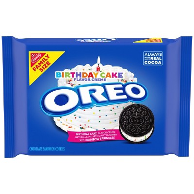 Oreo Birthday Cake Creme Chocolate Sandwich Cookies Size - 17oz
